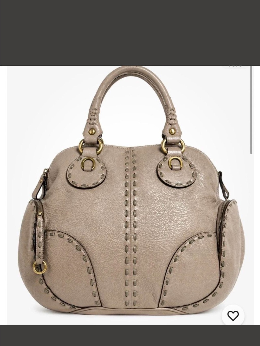 Cromia Women's Taupe Leather Shoulder Bag with Stitch-Accent Detail